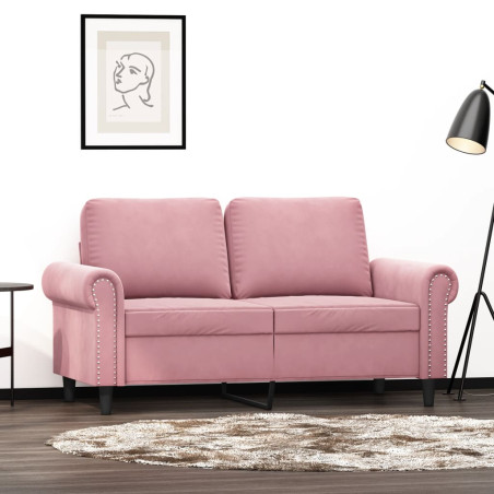 Dvivietė sofa, rožinės spalvos, 120cm, aksomas