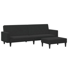 Dvivietė sofa-lova su pakoja, juodos spalvos, aksomas