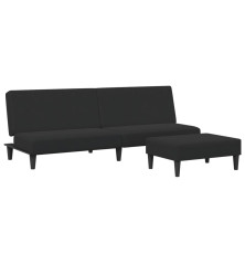 Dvivietė sofa-lova su pakoja, juodos spalvos, aksomas