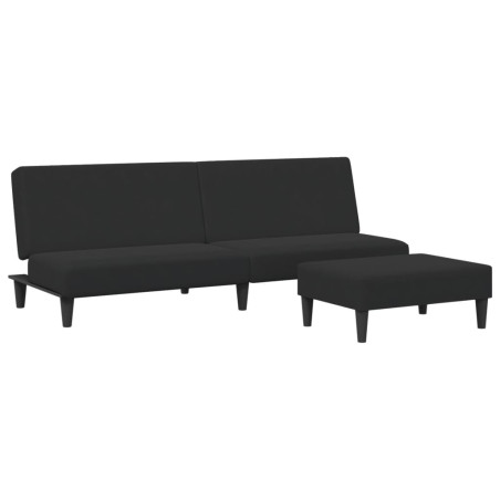 Dvivietė sofa-lova su pakoja, juodos spalvos, aksomas