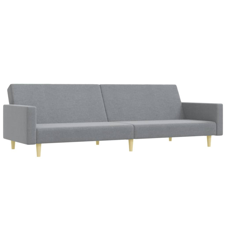 Dvivietė sofa-lova su pakoja, šviesiai pilkos spalvos, audinys