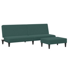 Dvivietė sofa-lova su pakoja, tamsiai žalios spalvos, aksomas