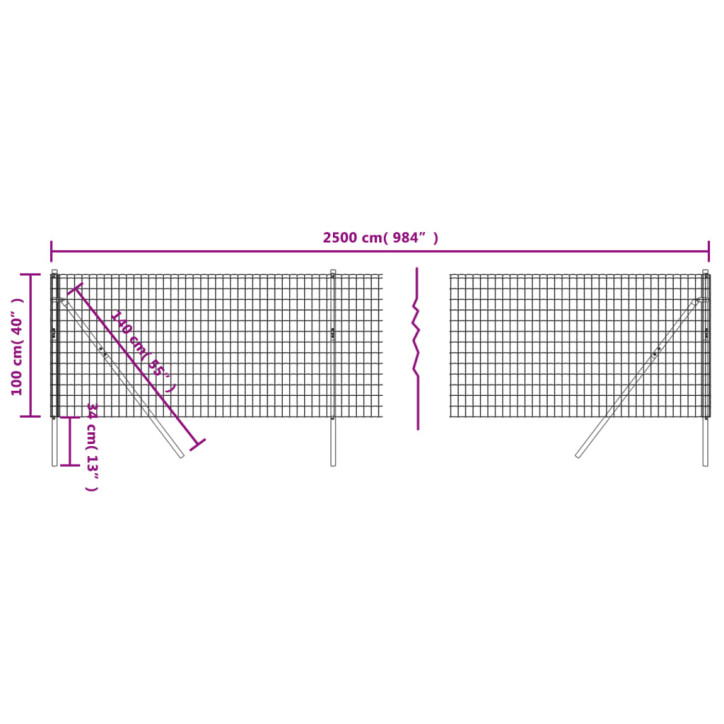 Vielinė tinklinė tvora, žalia, 1x25m, galvanizuotas plienas