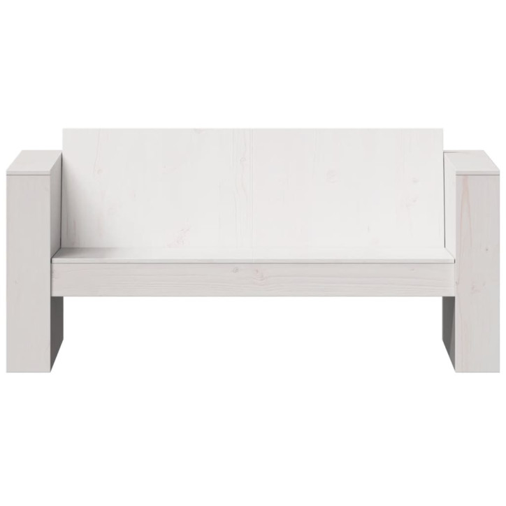 Dvivietė sodo sofa, balta, 134x60x62cm, pušies medienos masyvas