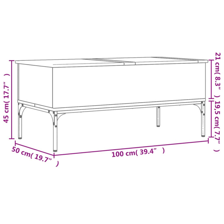 Kavos staliukas, juodas, 100x50x45cm, apdirbta mediena/metalas