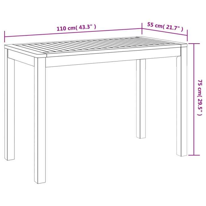 Sodo valgomojo stalas, 110x55x75cm, akacijos medienos masyvas