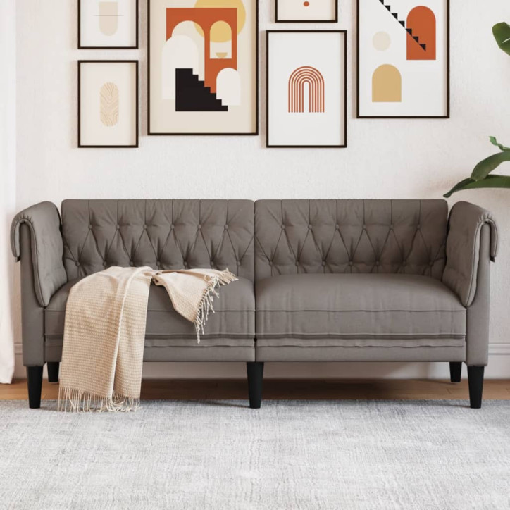 Dvivietė chesterfield sofa, taupe spalvos, audinys