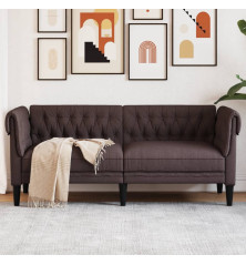 Dvivietė chesterfield sofa, tamsiai rudos spalvos, audinys