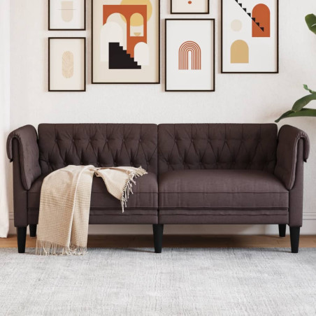 Dvivietė chesterfield sofa, tamsiai rudos spalvos, audinys