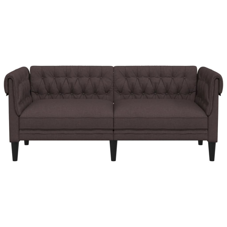 Dvivietė chesterfield sofa, tamsiai rudos spalvos, audinys