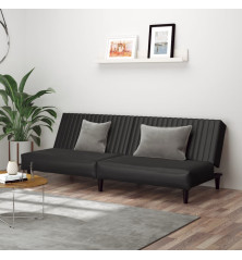 Dvivietė sofa-lova, juodos spalvos, dirbtinė oda