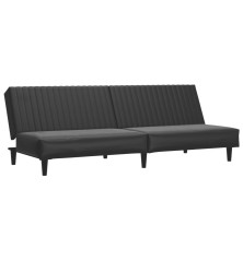 Dvivietė sofa-lova, juodos spalvos, dirbtinė oda