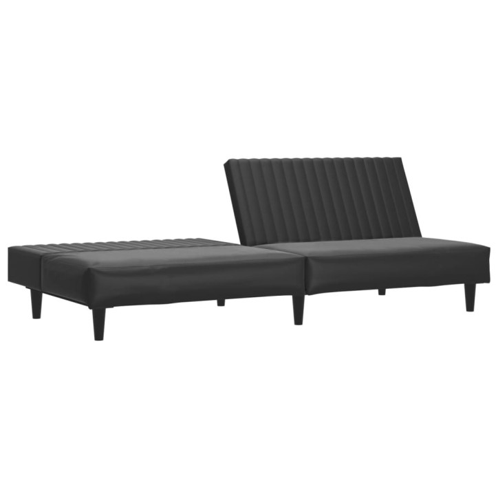 Dvivietė sofa-lova, juodos spalvos, dirbtinė oda