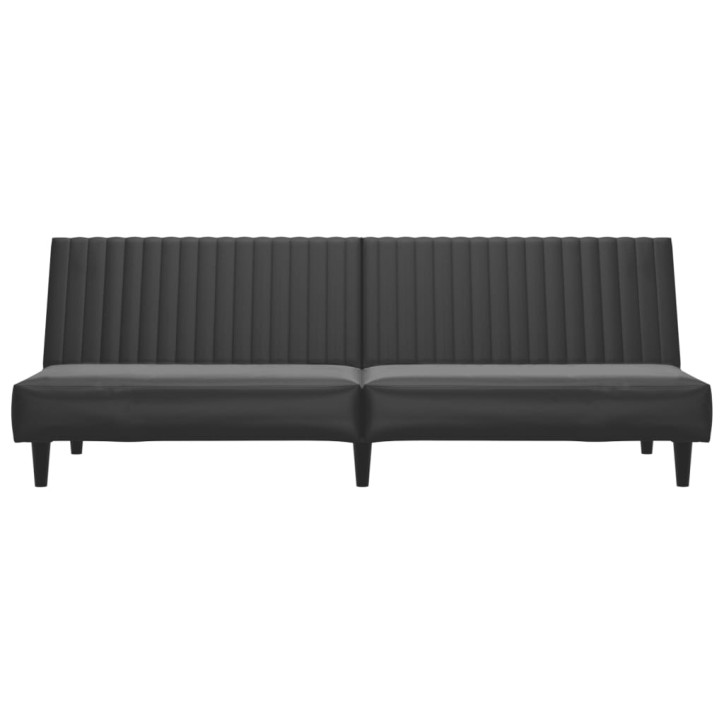 Dvivietė sofa-lova, juodos spalvos, dirbtinė oda