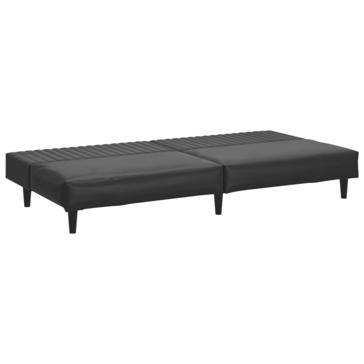 Dvivietė sofa-lova, juodos spalvos, dirbtinė oda