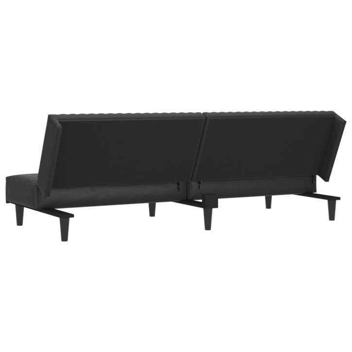 Dvivietė sofa-lova, juodos spalvos, dirbtinė oda