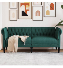 Dvivietė chesterfield sofa, tamsiai žalios spalvos, audinys