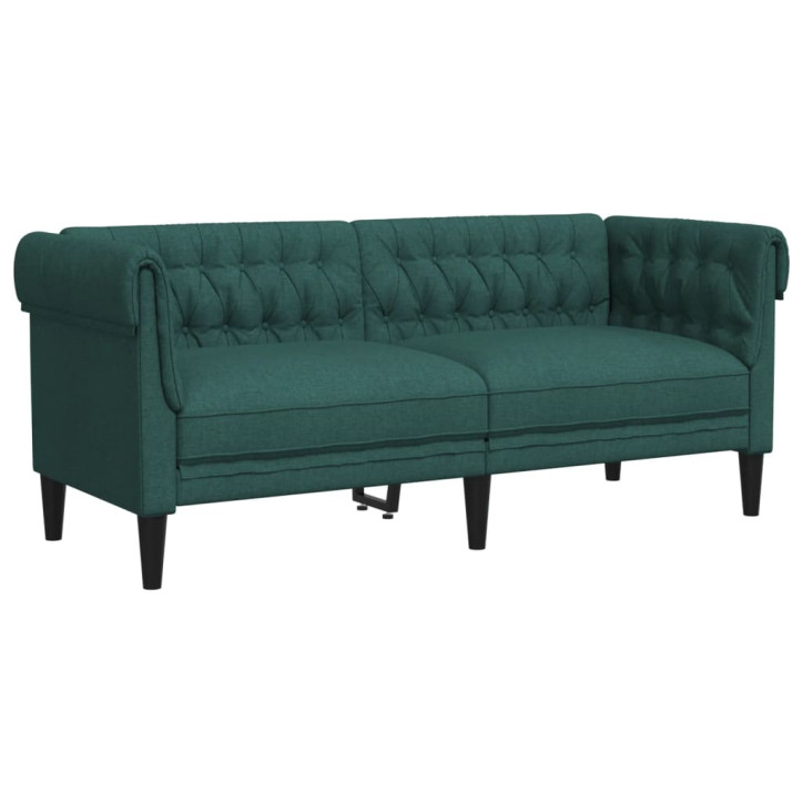 Dvivietė chesterfield sofa, tamsiai žalios spalvos, audinys