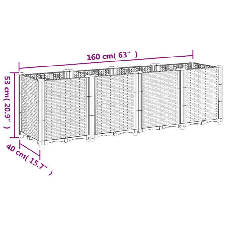 Sodo lovelis, juodos spalvos, 160x40x53cm, PP