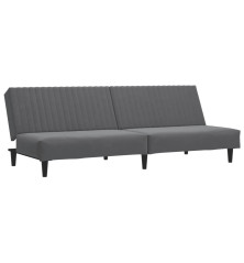 Dvivietė sofa-lova, tamsiai pilkos spalvos, aksomas