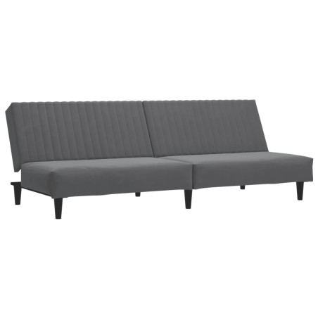 Dvivietė sofa-lova, tamsiai pilkos spalvos, aksomas