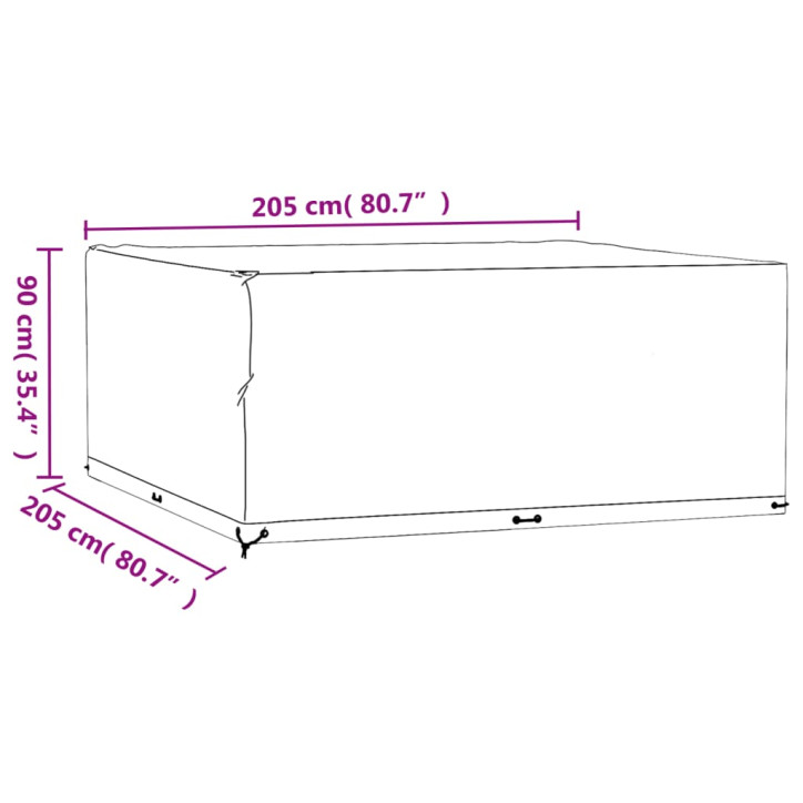 Sodo baldų uždangalai, 2vnt., 205x205x90cm, 16 kilpučių