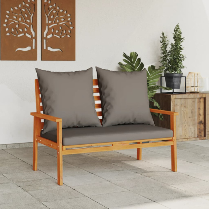 Sodo sofa-suoliukas su pagalvėlėmis, 120cm, akacijos masyvas