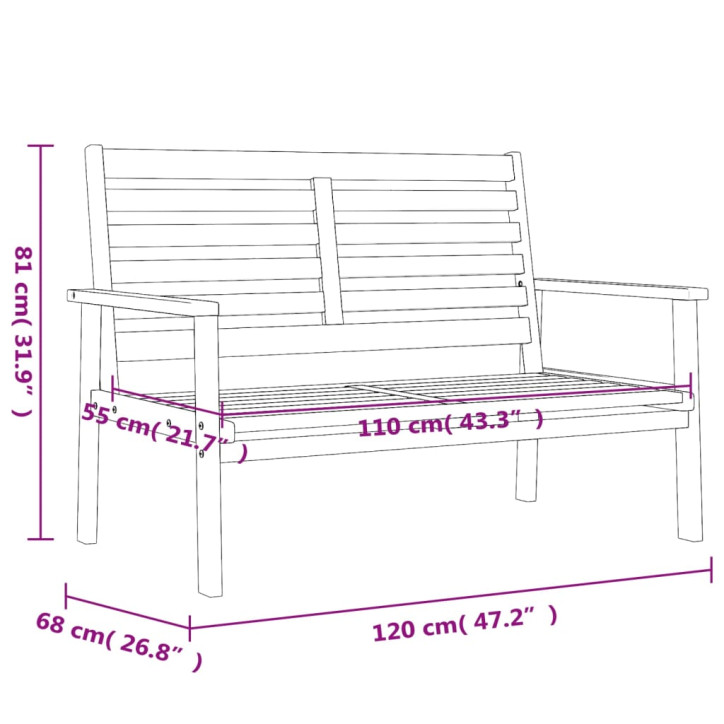 Sodo sofa-suoliukas, 120cm, akacijos medienos masyvas