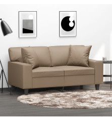 Dvivietė sofa su pagalvėlėmis, kapučino, 120cm, dirbtinė oda