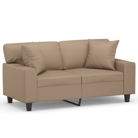 Dvivietė sofa su pagalvėlėmis, kapučino, 120cm, dirbtinė oda