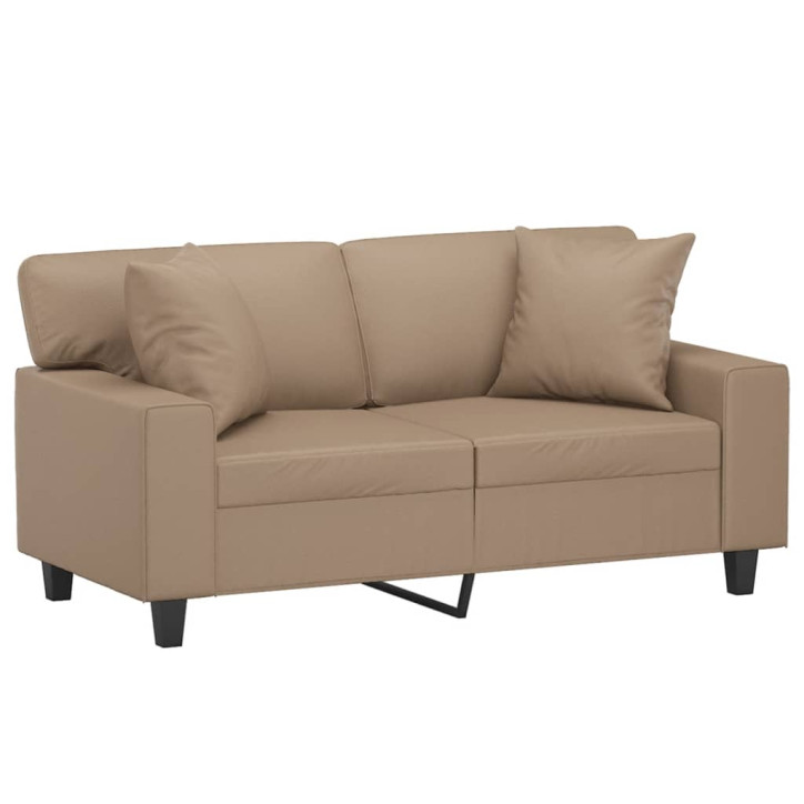 Dvivietė sofa su pagalvėlėmis, kapučino, 120cm, dirbtinė oda