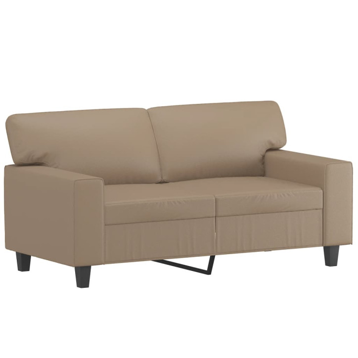 Dvivietė sofa su pagalvėlėmis, kapučino, 120cm, dirbtinė oda