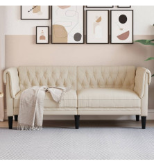 Dvivietė chesterfield sofa, kreminės spalvos, audinys