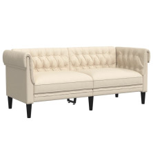 Dvivietė chesterfield sofa, kreminės spalvos, audinys