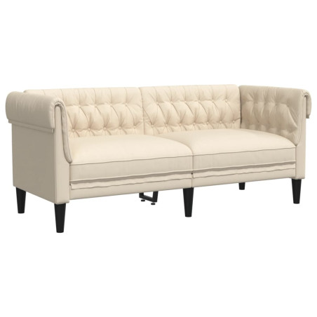 Dvivietė chesterfield sofa, kreminės spalvos, audinys