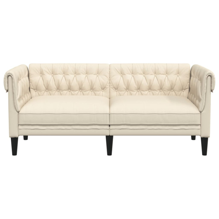 Dvivietė chesterfield sofa, kreminės spalvos, audinys