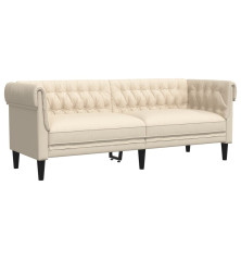 Trivietė chesterfield sofa, kreminės spalvos, audinys