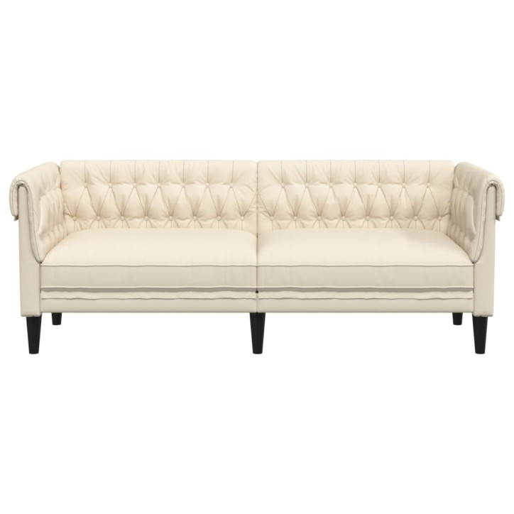 Trivietė chesterfield sofa, kreminės spalvos, audinys