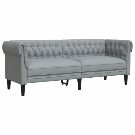 Trivietė chesterfield sofa, šviesiai pilkos spalvos, audinys