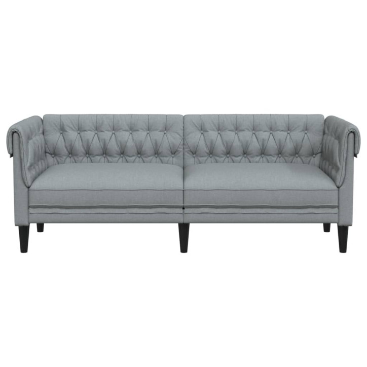 Trivietė chesterfield sofa, šviesiai pilkos spalvos, audinys