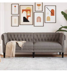 Trivietė chesterfield sofa, taupe spalvos, audinys