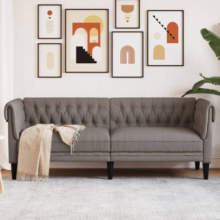 Trivietė chesterfield sofa, taupe spalvos, audinys