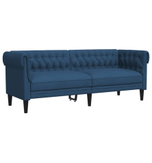 Trivietė chesterfield sofa, mėlynos spalvos, audinys