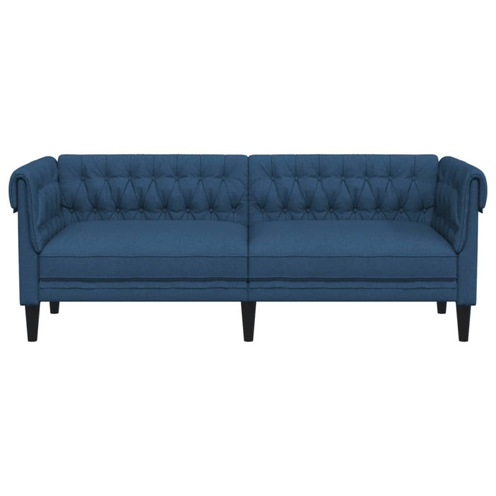 Trivietė chesterfield sofa, mėlynos spalvos, audinys