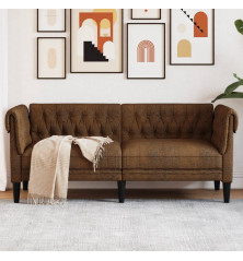 Dvivietė chesterfield sofa, rudos spalvos, audinys