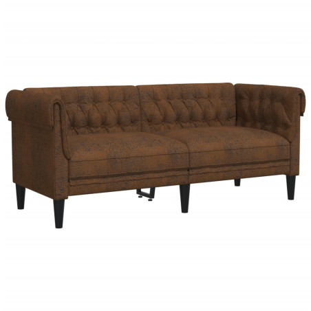 Dvivietė chesterfield sofa, rudos spalvos, audinys