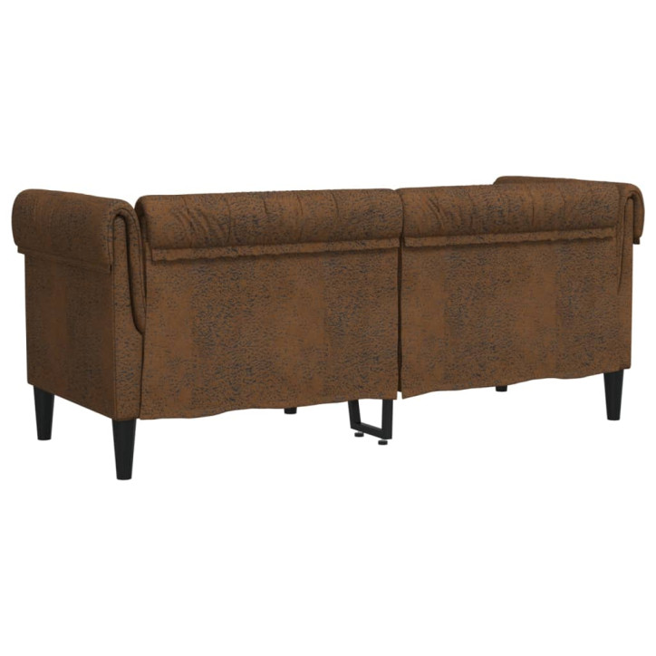 Dvivietė chesterfield sofa, rudos spalvos, audinys