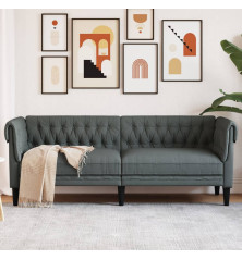 Trivietė chesterfield sofa, tamsiai pilkos spalvos, audinys