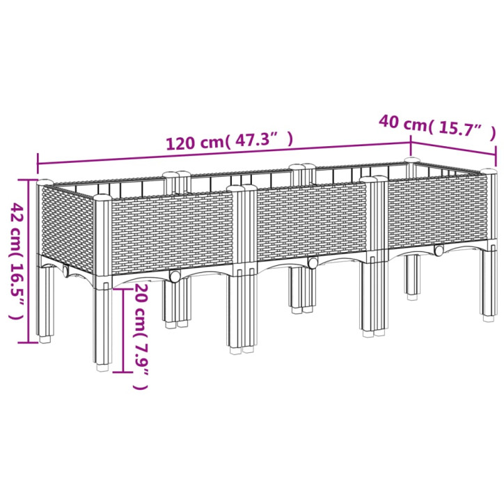 Sodo lovelis su kojomis, juodos spalvos, 120x40x42cm, PP