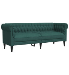 Trivietė chesterfield sofa, tamsiai žalios spalvos, audinys